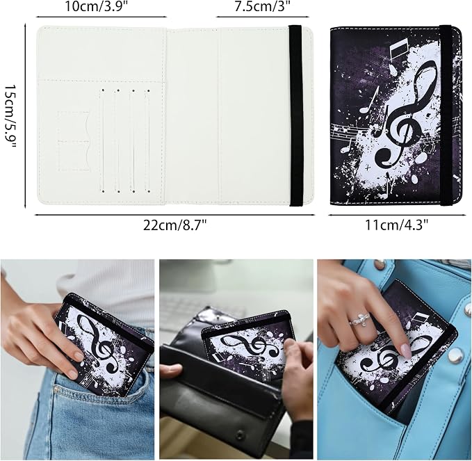 Music Note Passport Holder for Women and Men PU Leather Passport Cover for - Image 4