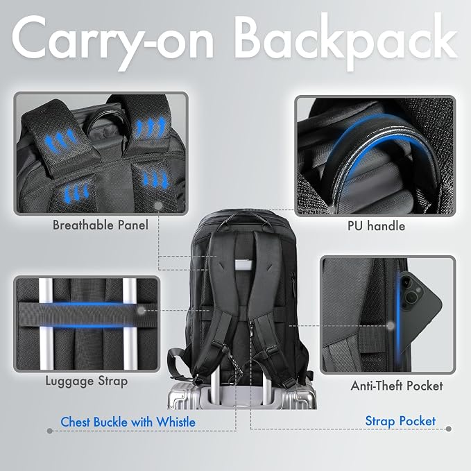 hk Waterproof Travel Backpack for Men – Lightweight 30L Laptop Backpack - Image 4