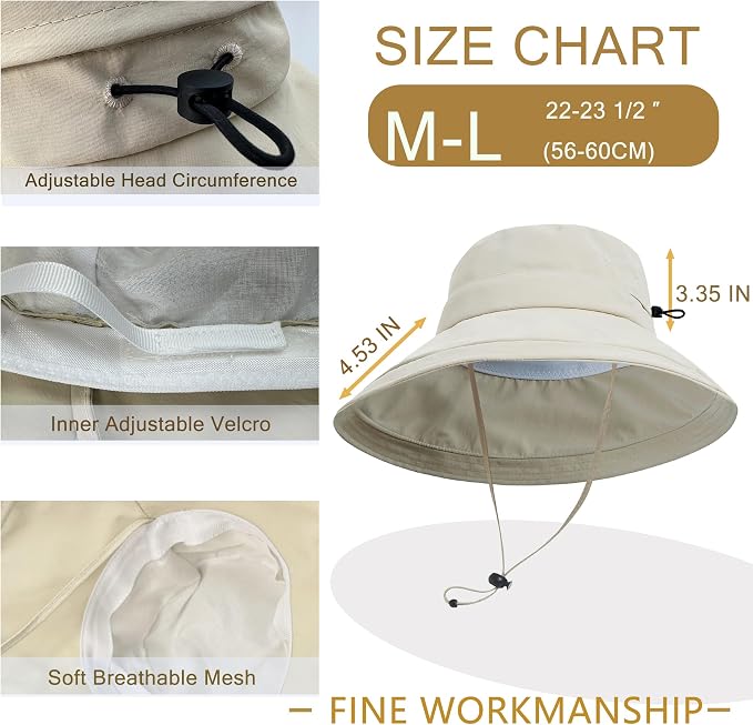 Sun Hats for Women Men UV Protection Wide Brim Bucket Hat - Image 5