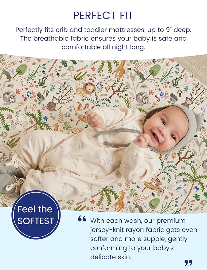 TotAha Crib Sheets for Boys Girls, Premium Soft Crib Mattress Fitted Sheet - Image 3