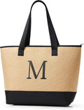 KALIDI Woven Tote Bag for Women, Lightweigh Monogram Beach Bag by KALIDI