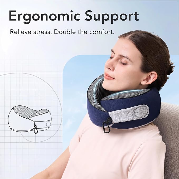Travel Pillow, 100% Pure Memory Foam Travel Neck Pillow Airplane Neck Support - Image 3