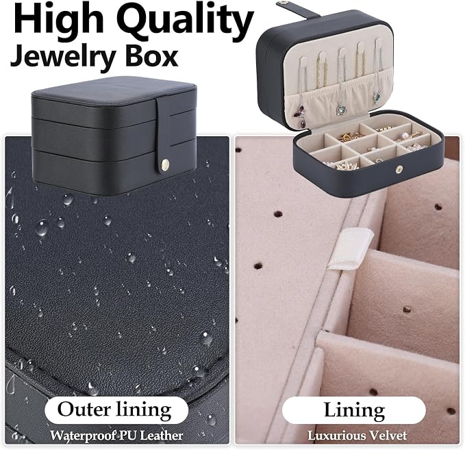 Travel Jewelry Case with LED Lighted Mirror, Portable Travel Jewelry Organizer - Image 4