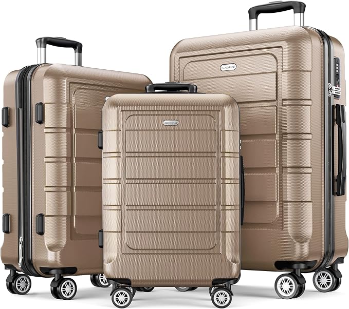 SHOWKOO Luggage Sets Expandable PC+ABS Durable Suitcase Double Wheels TSA Lock by SHOWKOO