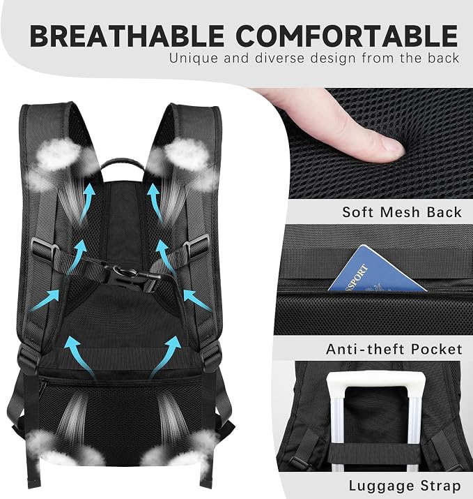 52L Extra Large Travel Backpack, 18.4 Inch Travel Laptop Backpack, TSA Friendly - Image 5