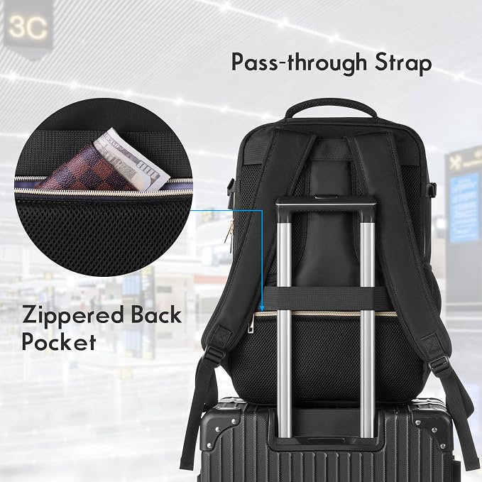 MOMUVO Large Travel Backpack Women, Flight Approved Carry On Backpack, Water - Image 10
