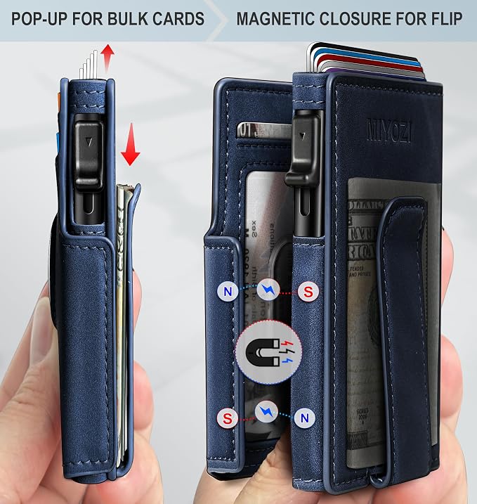 Airtag Wallet for Men, with Money Clip 10 Cards Metal Case Smart Slim Pop Up - Image 3