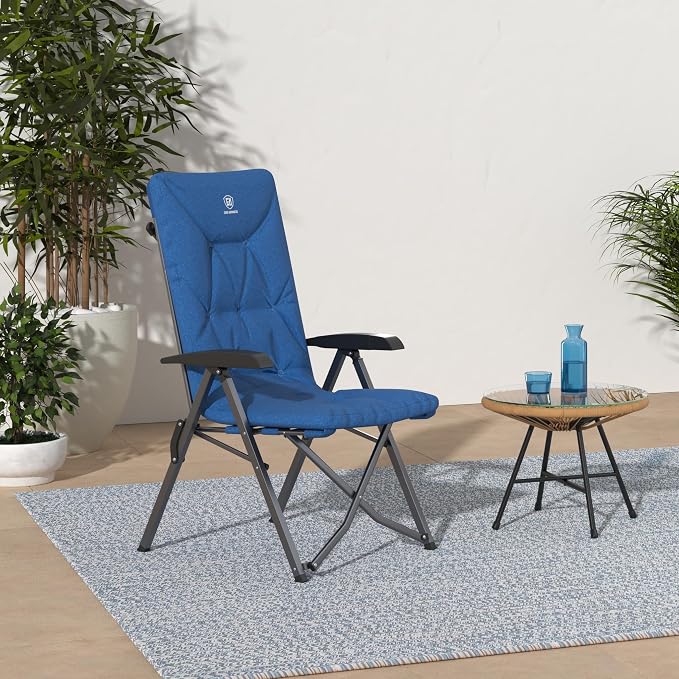 EVER ADVANCED Folding Padded Camping Chair 4 Positon Adjustable Recliner - Image 2