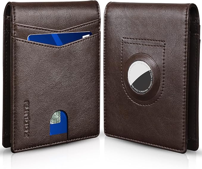 RUNBOX AirTag-Wallet-Mens-Slim-RFID Blocking Wallets Leather by RUNBOX