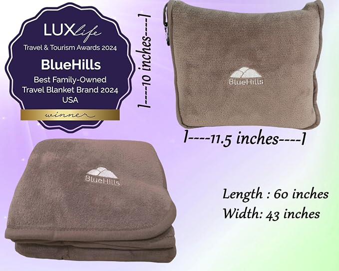 BlueHills Premium Soft Travel Blanket Pillow Airplane Flight Blanket Throw in - Image 3