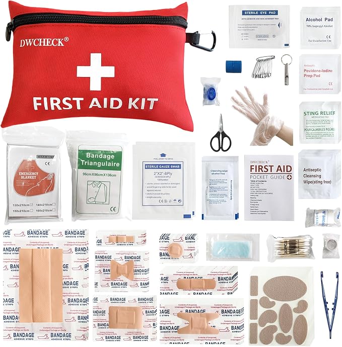 Mini First Aid Kit, 132 Piece Small Waterproof Emergency Medical Kit by DWCHECK