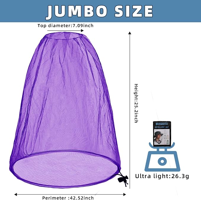 Oversized Mosquito Net 42 x 25 Inches Ultra Large Mosquito Head Net Face Neck - Image 2