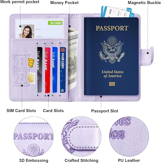 Herain Passport Holder for Travel Cruise Essentials, RFID Passports Book Card - Image 4
