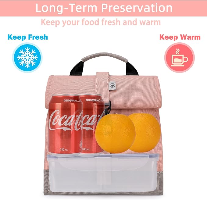 SUNNY BIRD Insulated Lunch Bag Pink Lunch Box Small Cooler Bag - Image 2