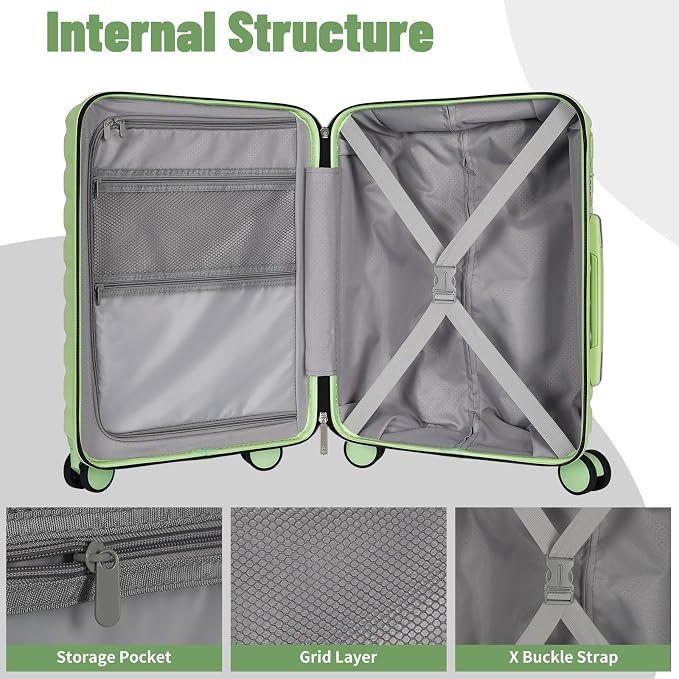 Lightweight Luggage with Spinner Wheels & YKK Zipper, 3-Piece Travel Suitcase - Image 5