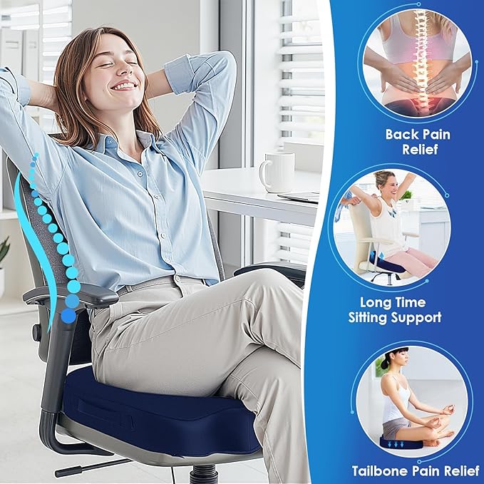 TushGuard Seat Cushion for Office Chair Memory Foam Non-Slip Desk Seat Cushion - Image 5