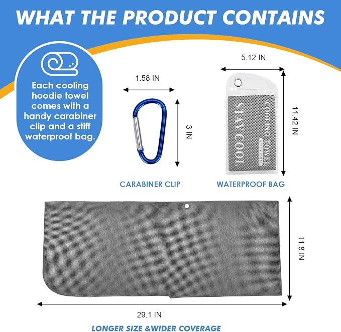 3 Pack Cooling Hoodie Towels for Neck and Face, UPF 50 Sun Protection & Instant - Image 6
