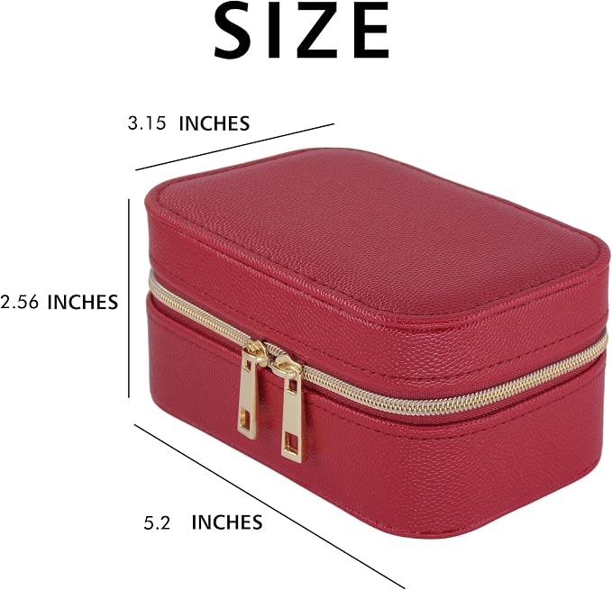 Small Jewelry Travel Case For Womens Small Rectangle PU Leather Jewelry Box - Image 4