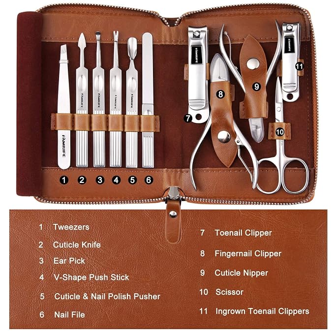 FAMILIFE Manicure Set, Professional Manicure Kit Nail Clippers Set 11 in 1 - Image 9