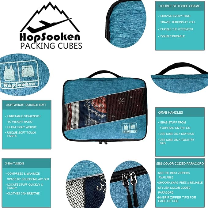 5 Set Packing Cubes for Travel Large Suitcase Luggage Organizer Bags Travel - Image 6
