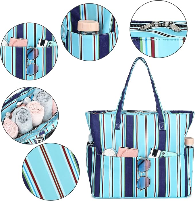 LEDAOU Beach Bag Waterproof Sandproof Women Tote Bag Pool Bag - Image 7