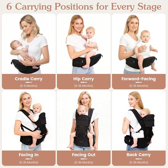 Baby Carrier Newborn to Toddler, 6-in-1 Baby Carrier - Image 3