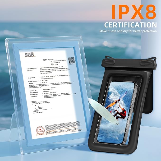 Waterproof Phone Pouch Double Pocket, Floating IPX8 8.5 inch Waterproof Phone - Image 4