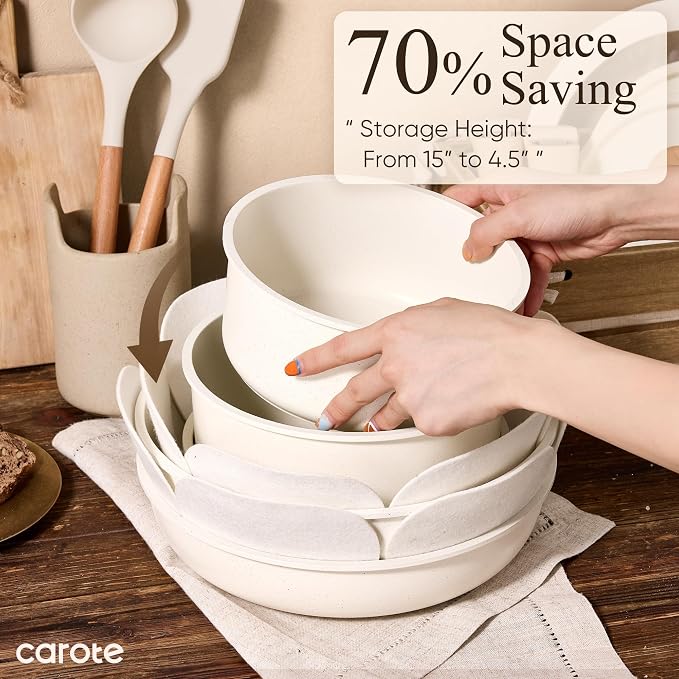 CAROTE 19pcs Pots and Pans Non Stick, Cookware Sets Detachable Handle, - Image 5