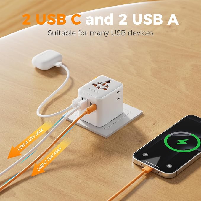 TESSAN Universal Travel Adapter, Power Adapter Worldwide - Image 3