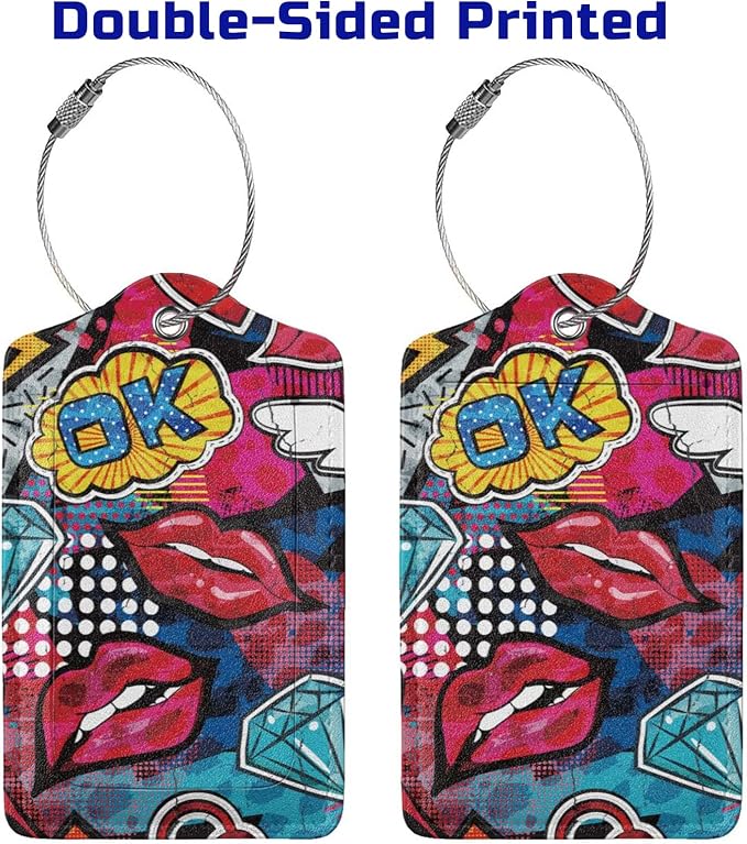 2 Pack Funny Luggage Tags with Red Lips Pattern - Image 4