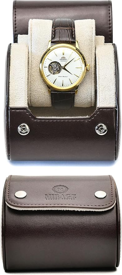 Brown/Ivory - 1 Watch Travel Case by MirageLuxuryTravel