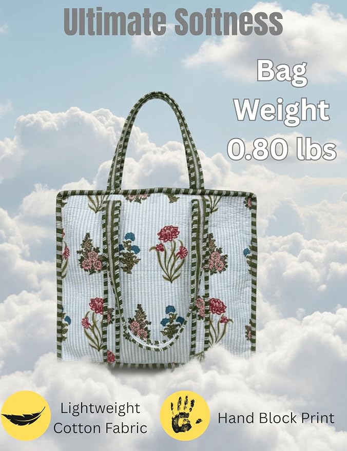 Cotton Quilted Tote Bag for Women – Large Beach & Travel Tote - Image 3