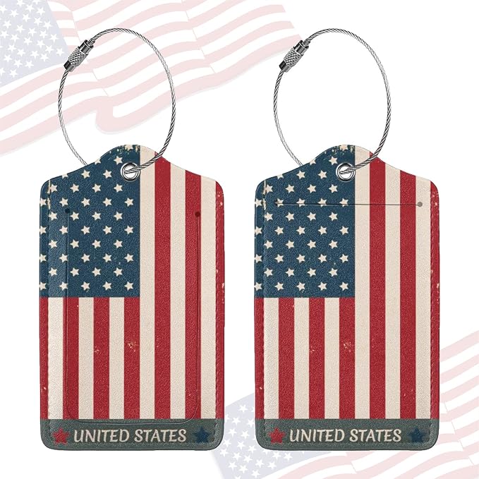 2 Pack Luggage Tag for Suitcase, Cute Unique Leather Suitcase Tags Identifiers by COWDIY