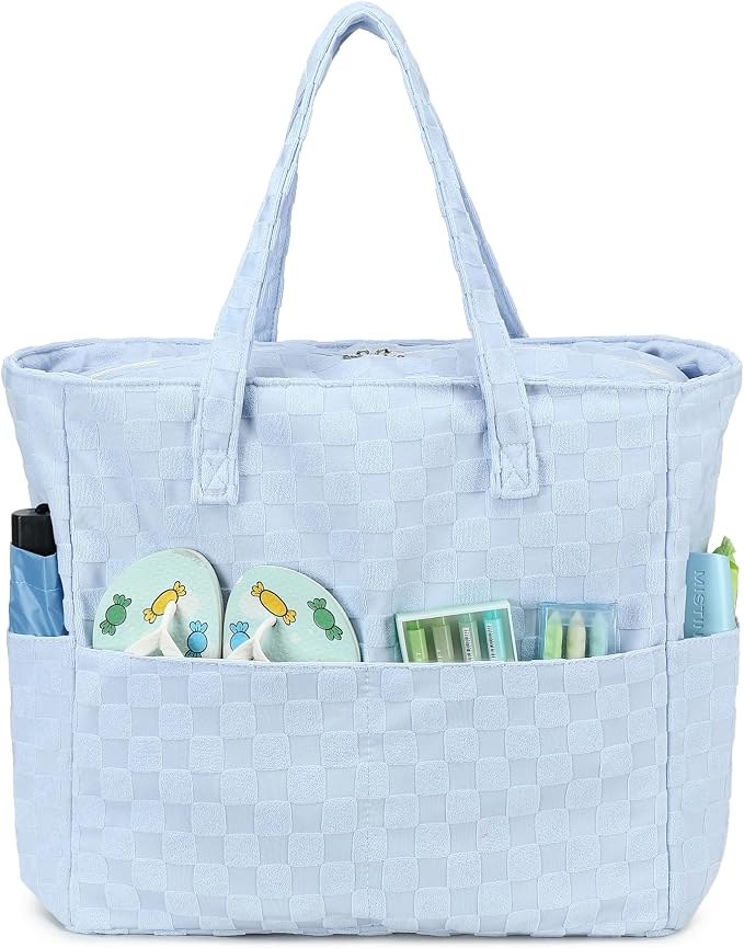 LEDAOU Large Beach Tote Bag Women Waterproof Sandproof Zipper Beach Tote Bag by LEDAOU