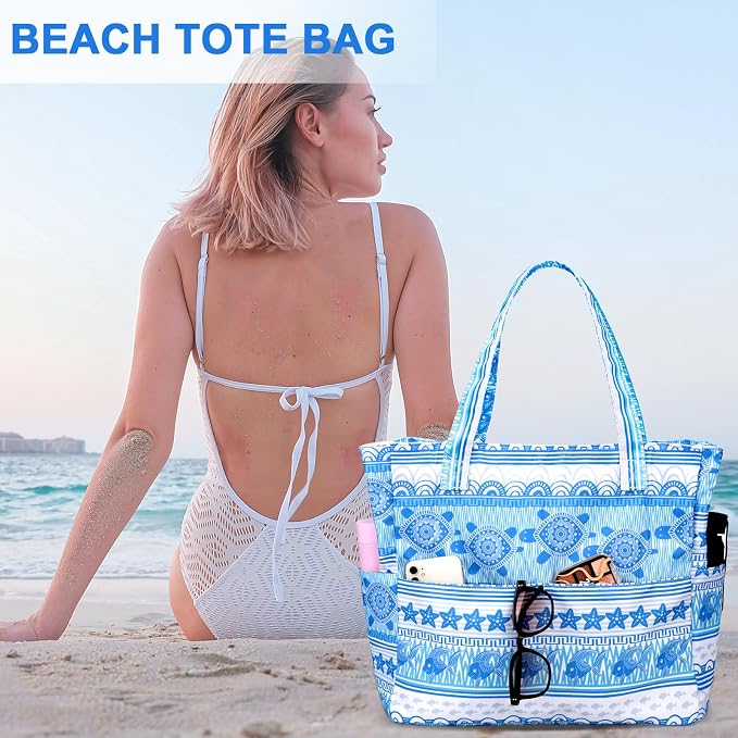 LEDAOU Beach Bag Waterproof Sandproof Women Tote Bag Pool Bag - Image 3