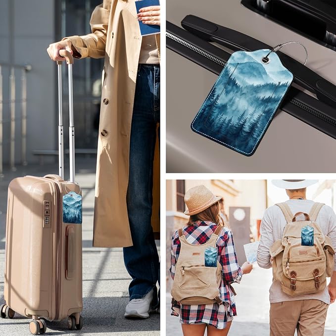 2 Pack Luggage Tag for Suitcase, Natural Scenery PU Cute Leather Luggage Tag - Image 6