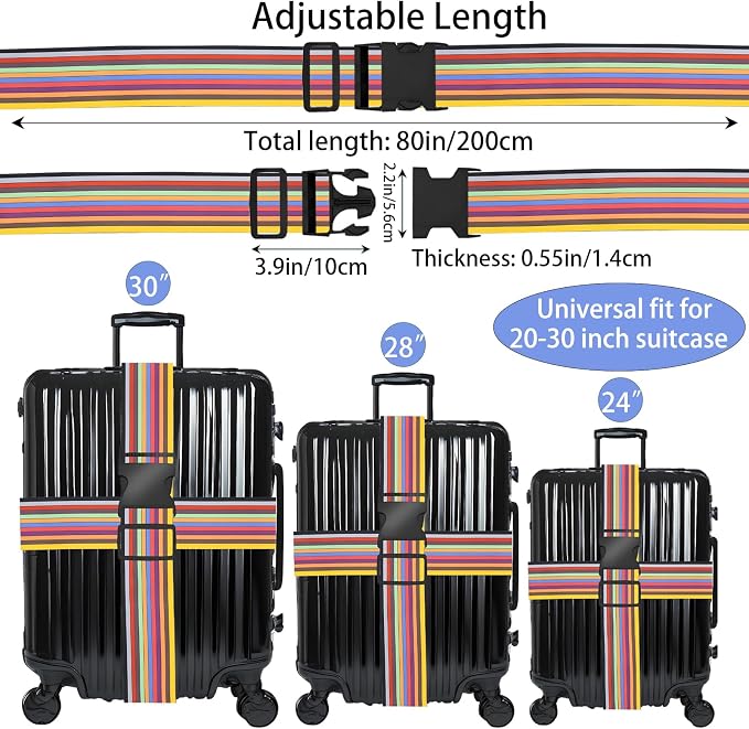 Stripes Luggage Straps for Suitcases, Adjustable Luggage Travel Belt to Keep - Image 2