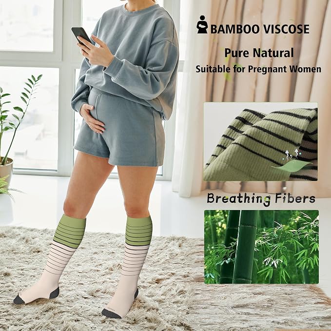 LEVSOX Compression Socks for Pregnant Women 20-30 mmHg Knee High Cute Funny - Image 4