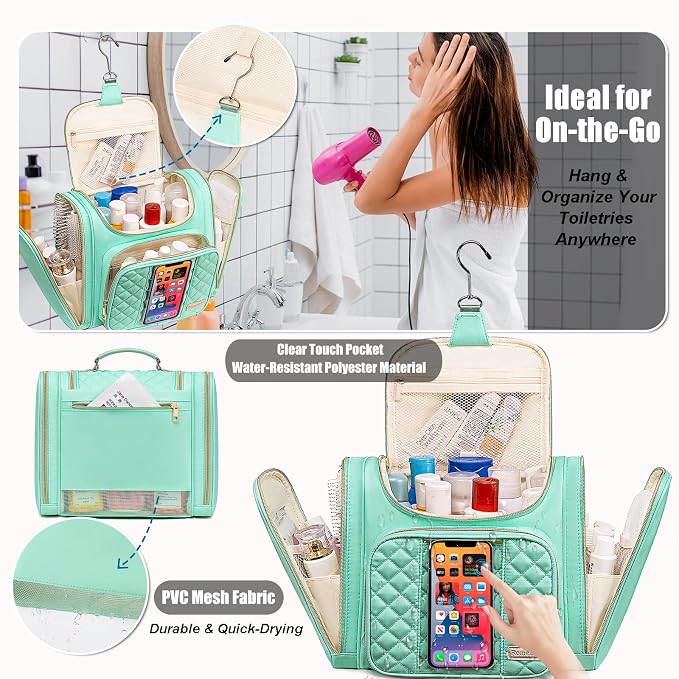 Travel Toiletry Bag for Women, Hanging Toiletry Bag, Bathroom Bag Portable - Image 3