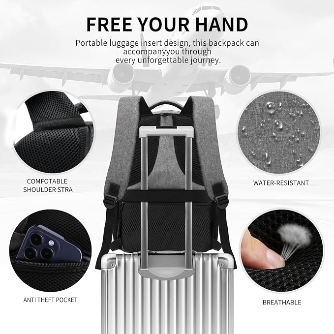 Grey Backpack for Men Women, Backpack for School, School Backpacks for Boys - Image 5