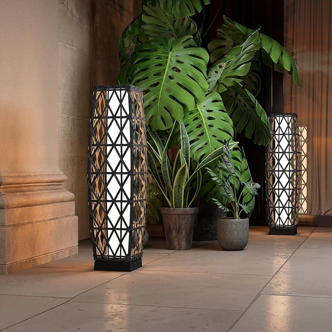 Grand patio Outdoor Solar Powered Wicker Floor Lamp Outdoor Weather-Resistant - Image 2