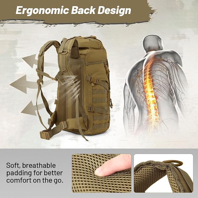 50L Tactical Backpack for Men and Women, Water-Resistant Molle Rucksack - Image 4