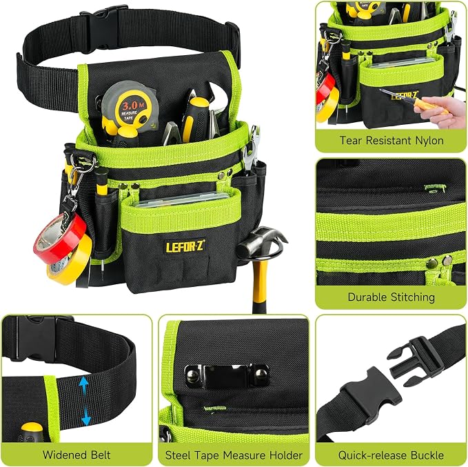 Tool Belt, Magnetic Tool Pouch, 14-Pockets Tool Belts - Image 6
