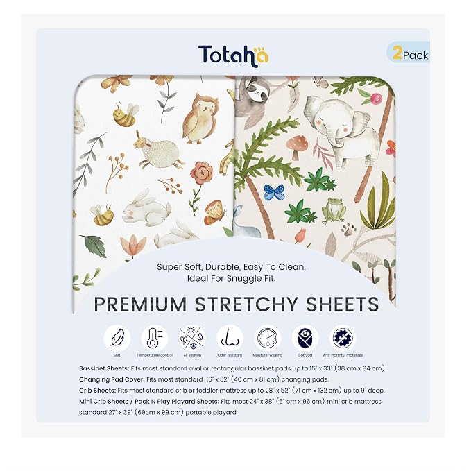 TotAha Premium Soft Graco Pack n Play Sheets Fitted, Super Stretchy Jersey Knit by TotAha%7CUnitedStates