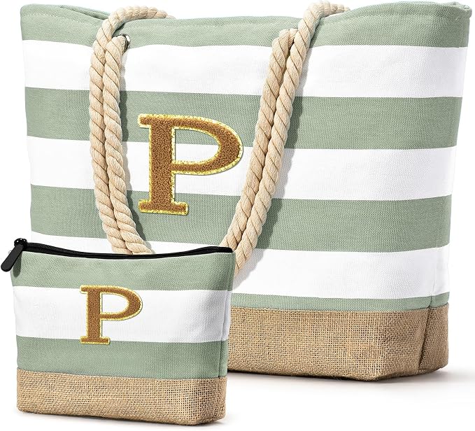 Becokan Beach Bag Initial Beach Tote by BecokanBeachBagSpecialist