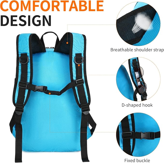Small Hiking Daypack, 15L Waterproof Hiking Backpack Packable Lightweight - Image 7