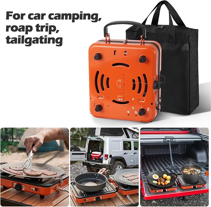 Odoland Portable 2 Burner Camping Stove Propane 17000 BTU/h Gas Stove - Image 6