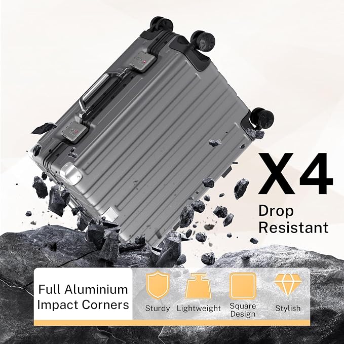 Krute Carry On Luggage 20 inch Aluminum Frame Suitcase - Image 8