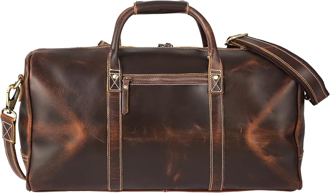 KomalC Leather Duffel Bags for Men and Women Full Grain Leather Travel - Image 2