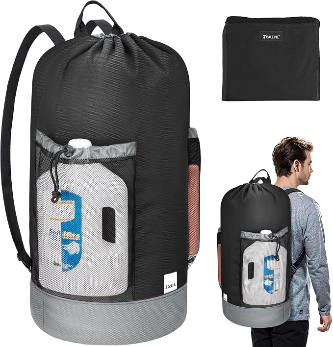 BALEINE 120L Laundry Bag Backpack, 900D Oxford Fabric Large Travel Laundry Bags by BALEINE